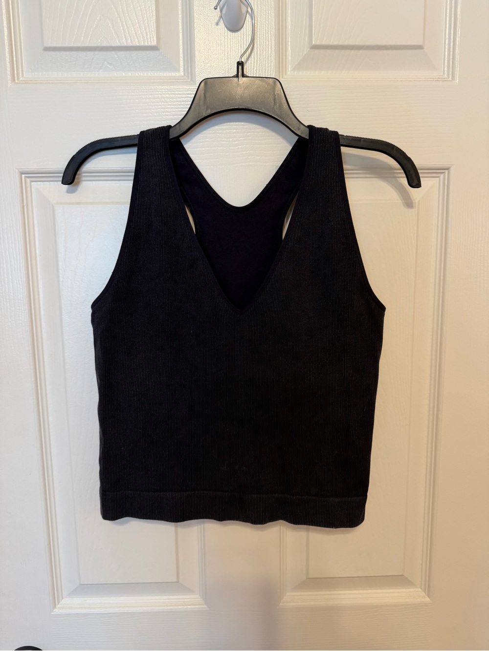 JoyLab Black Ribbed V-Neck Workout Tank Top